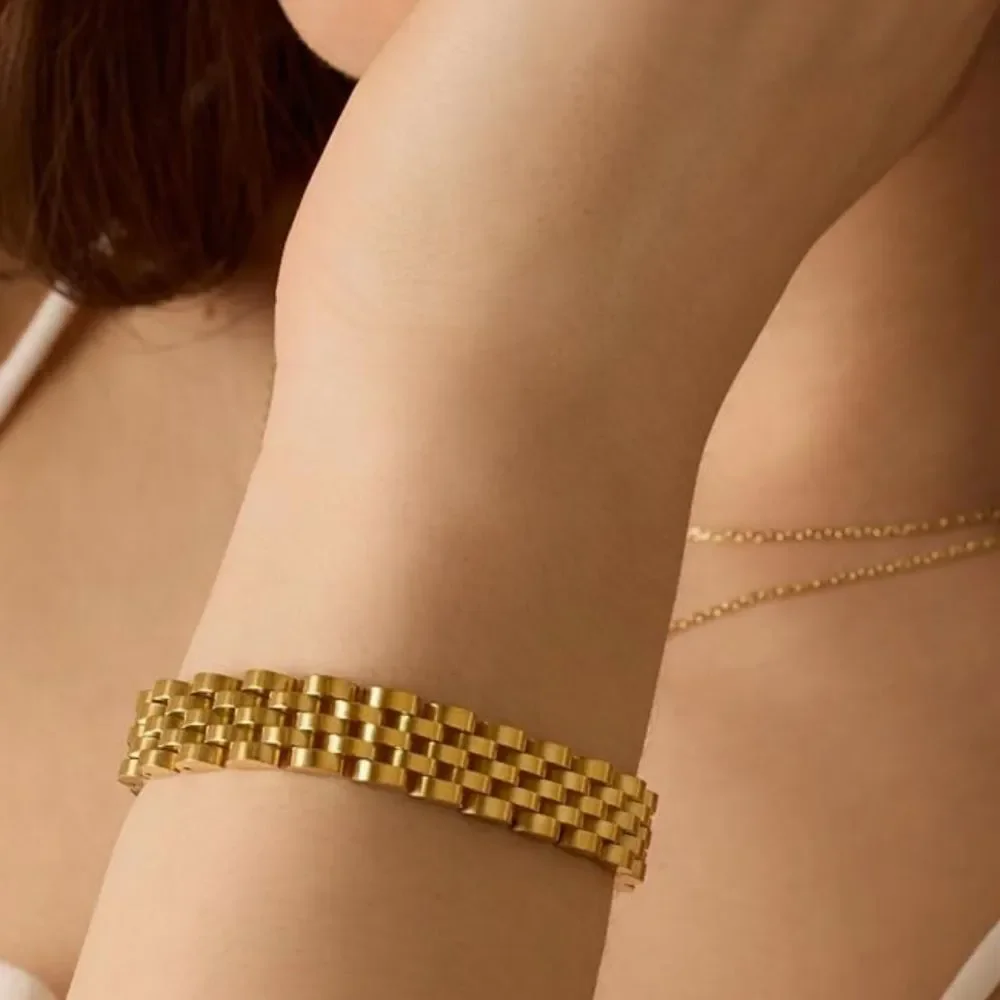 NEW 14K Gold Plated Waterproof Watch Strap Chain Bracelet